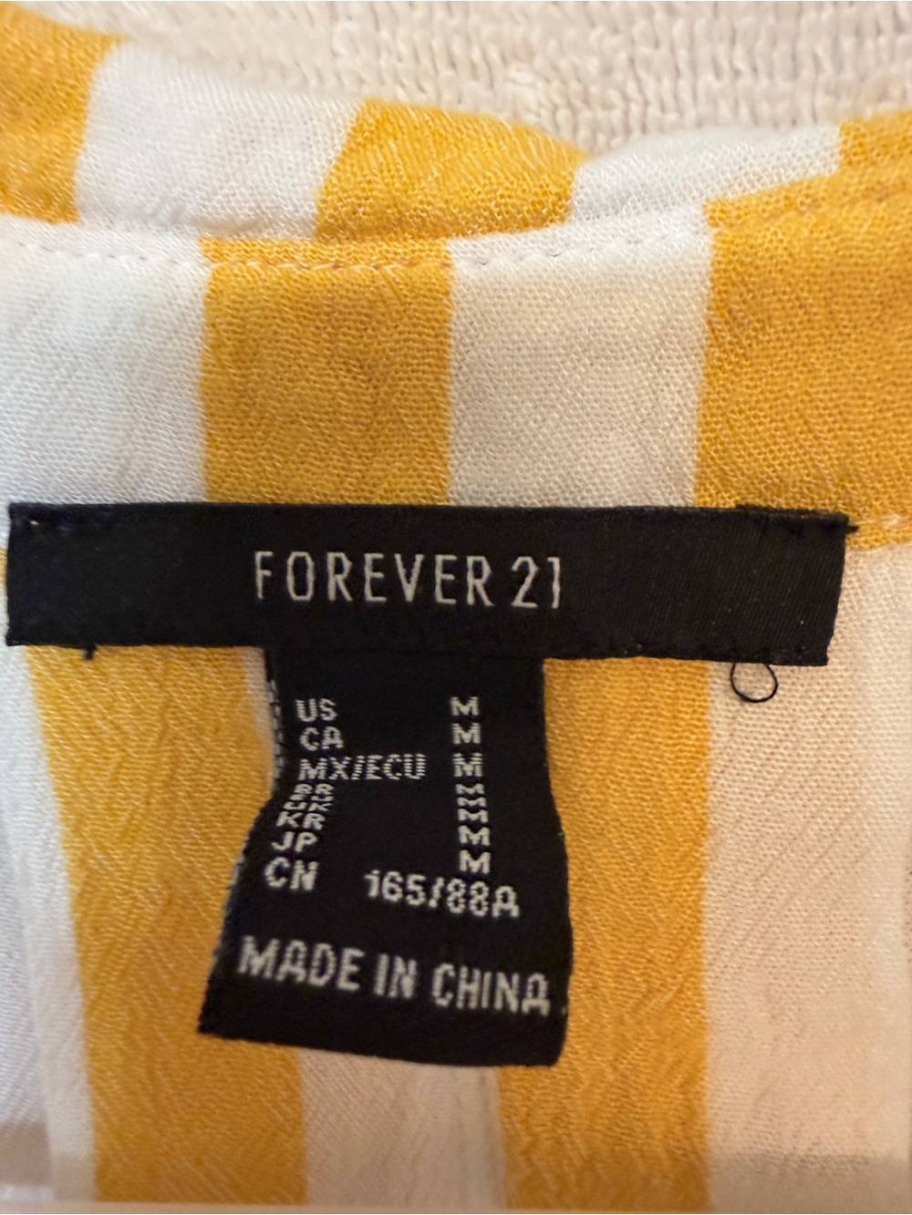 Forever 21 Yellow & White Striped Tie-Front Button Down Shirt - Picture 2 of 2